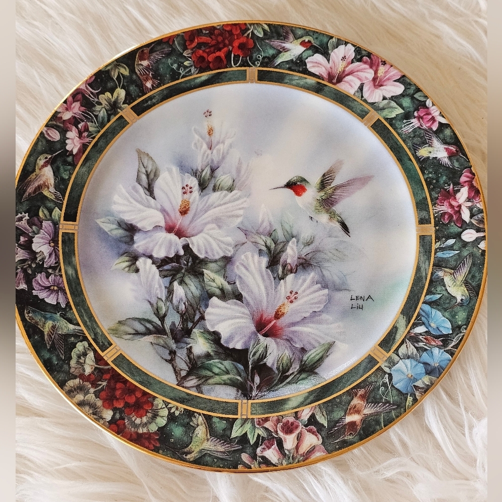 Vintage Lena Liu Collector Plate The Ruby-throated Hummingbird 18913N 1st Issue